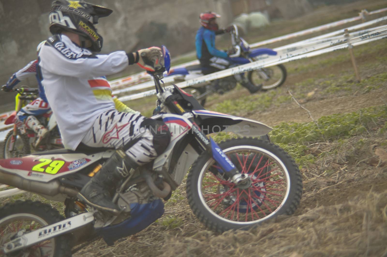 GAVELLO, ITALY 24 MARCH 2020: Enduro race in Countryside