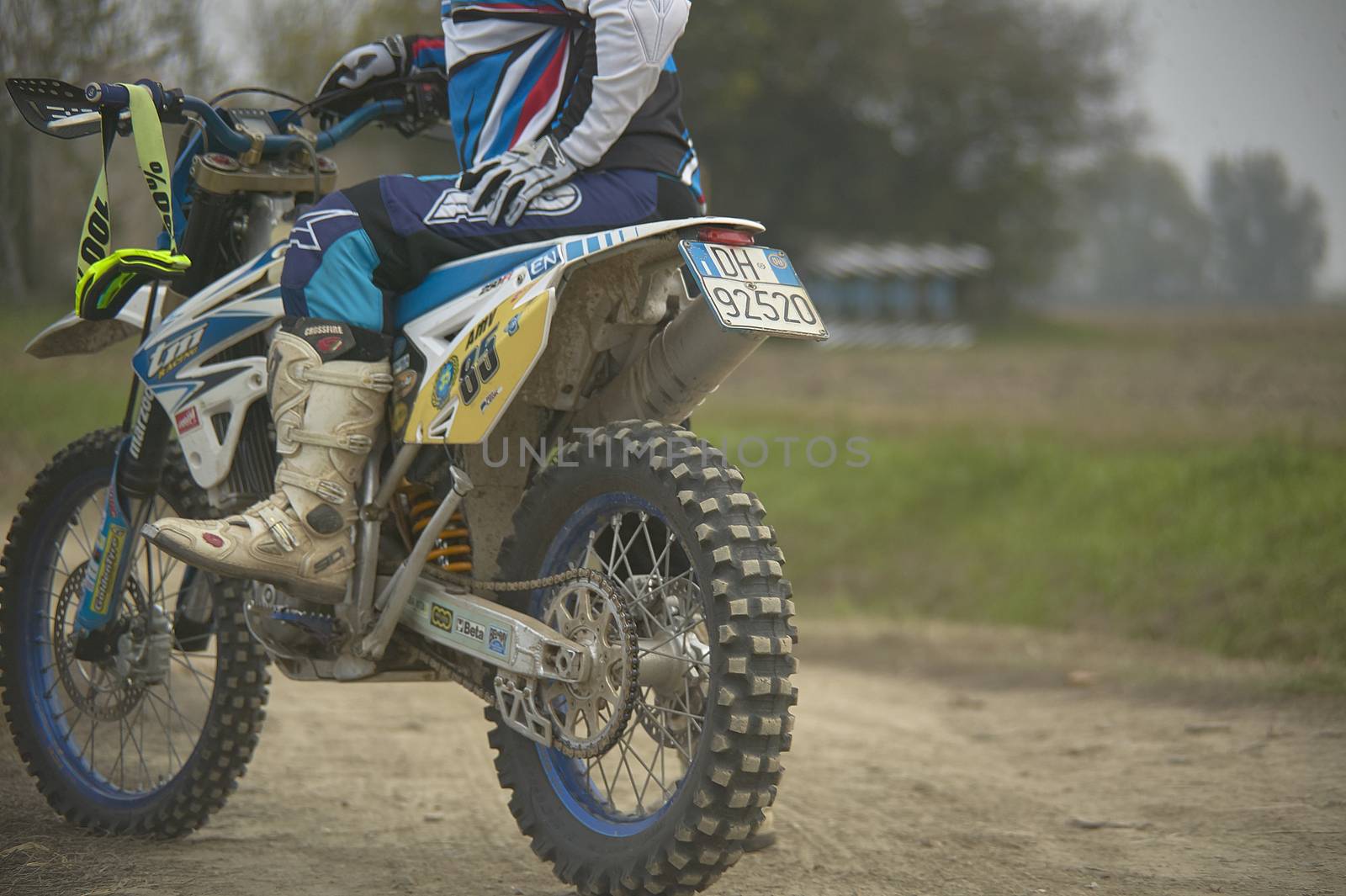 GAVELLO, ITALY 24 MARCH 2020: Enduro race in Countryside