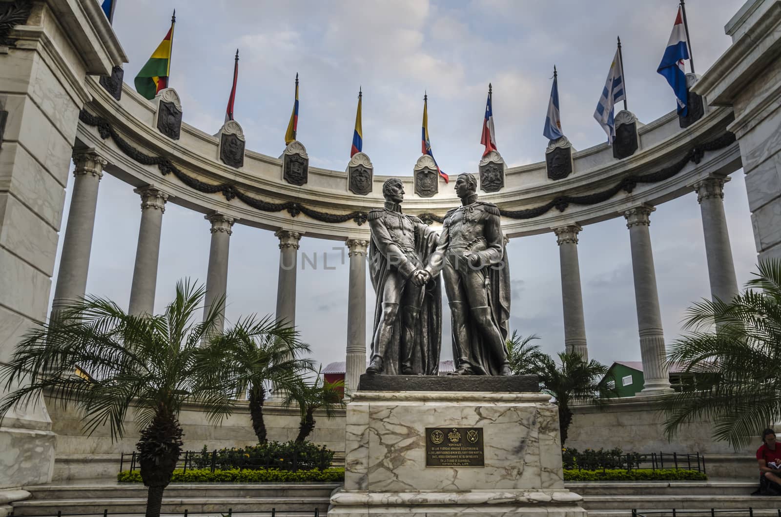 In Guayaquil to the side of the Guayas river is this monument to the liberators of South America