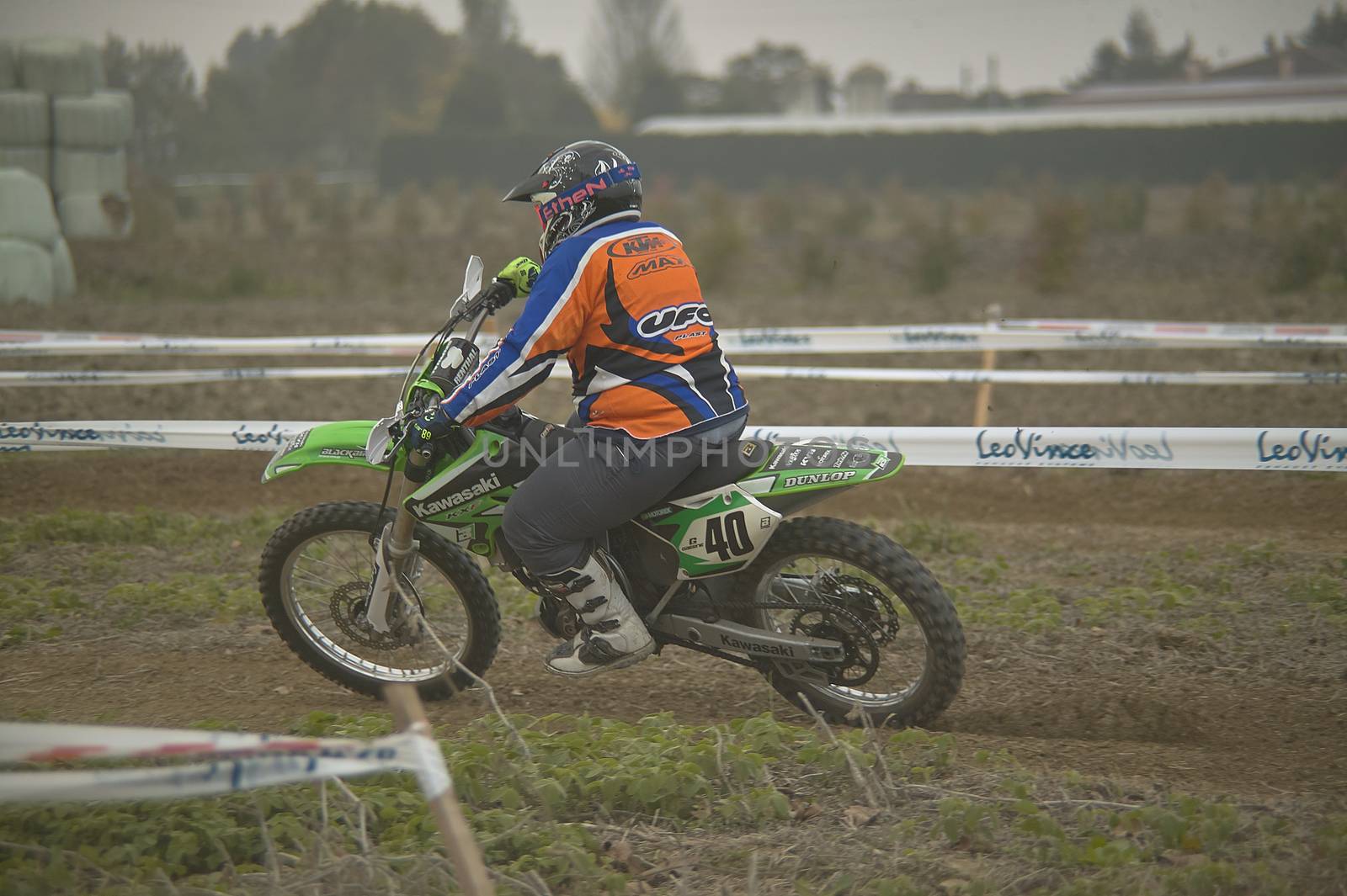 GAVELLO, ITALY 24 MARCH 2020: Enduro race in Countryside