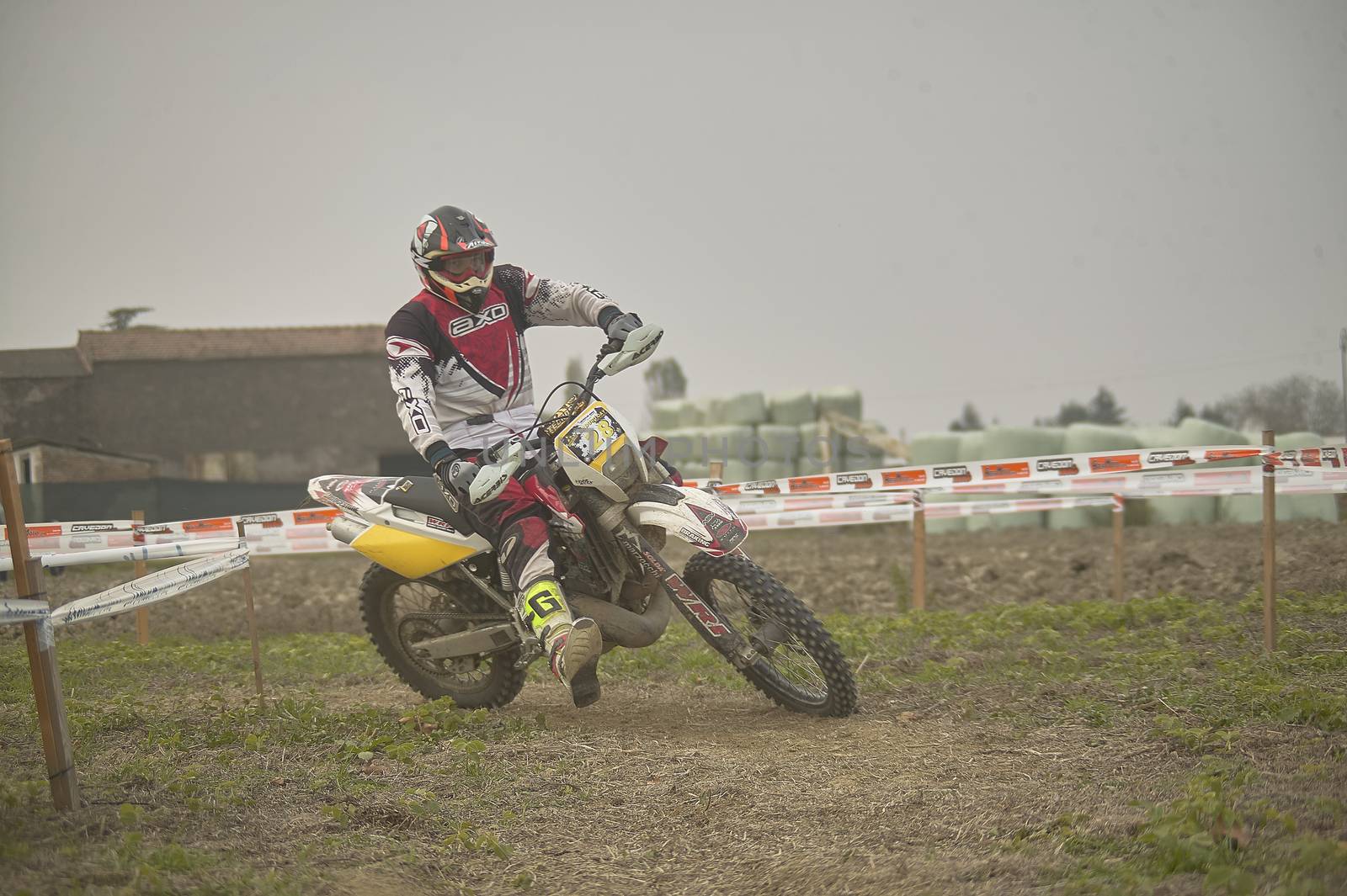 GAVELLO, ITALY 24 MARCH 2020: Enduro race in Countryside