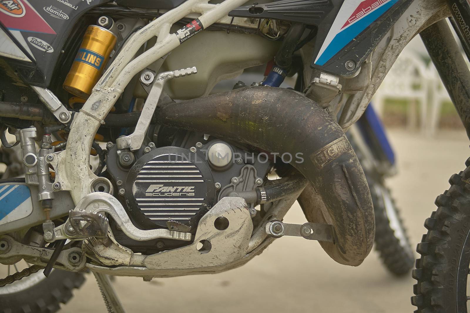 GAVELLO, ITALY 24 MARCH 2020: Enduro race in Countryside