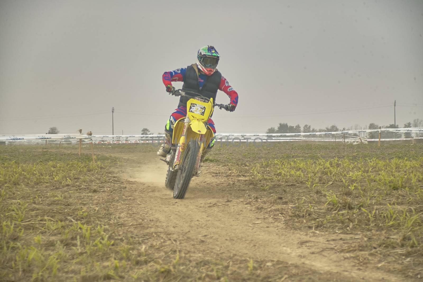 GAVELLO, ITALY 24 MARCH 2020: Enduro race in Countryside