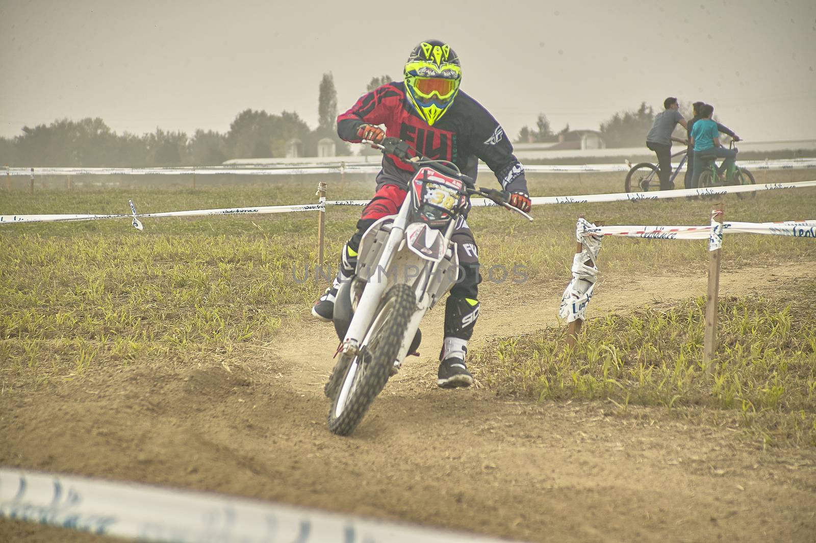 GAVELLO, ITALY 24 MARCH 2020: Enduro race in Countryside