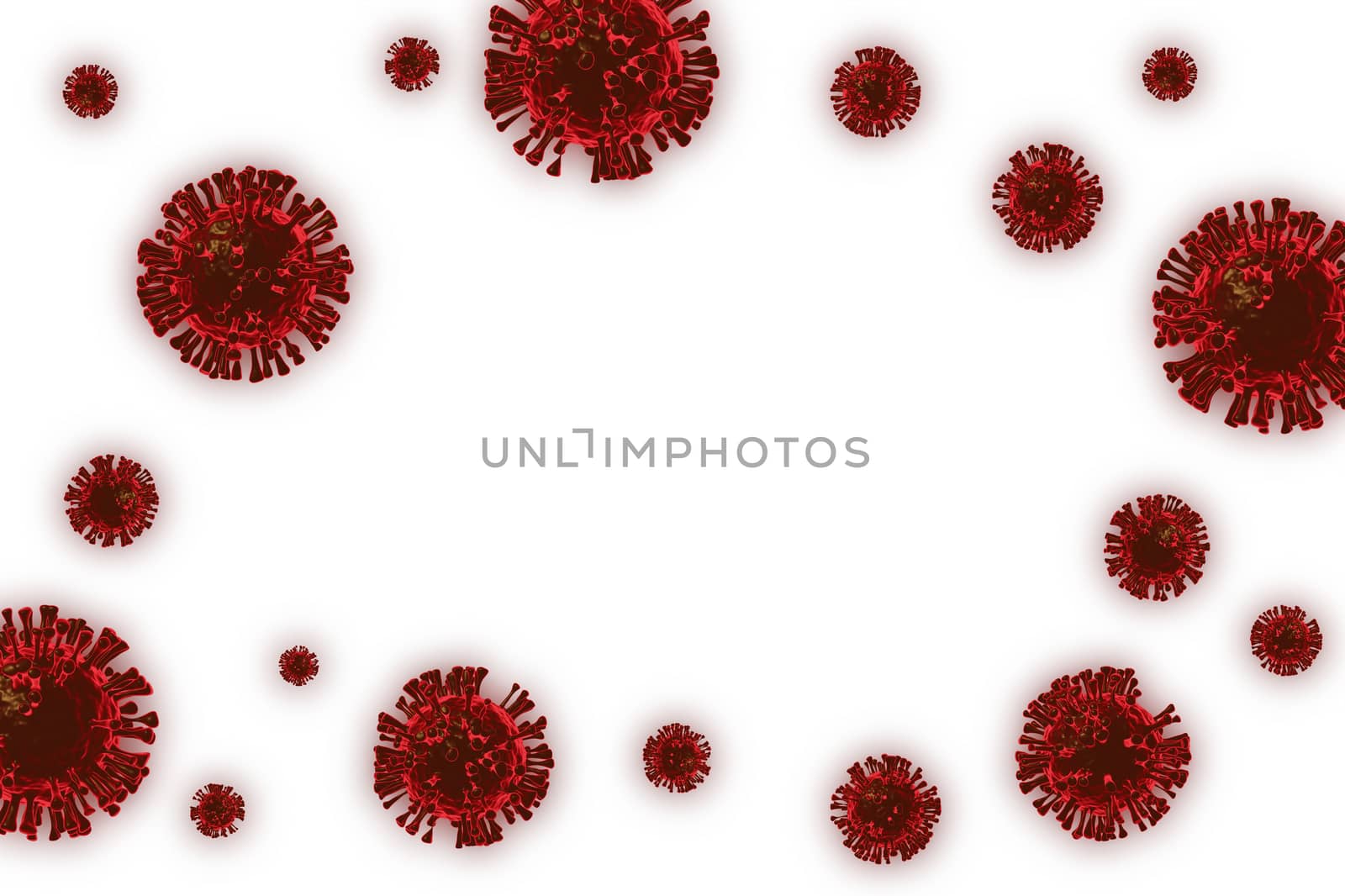 Covid-19, coronavirus, 3D virus render on background.