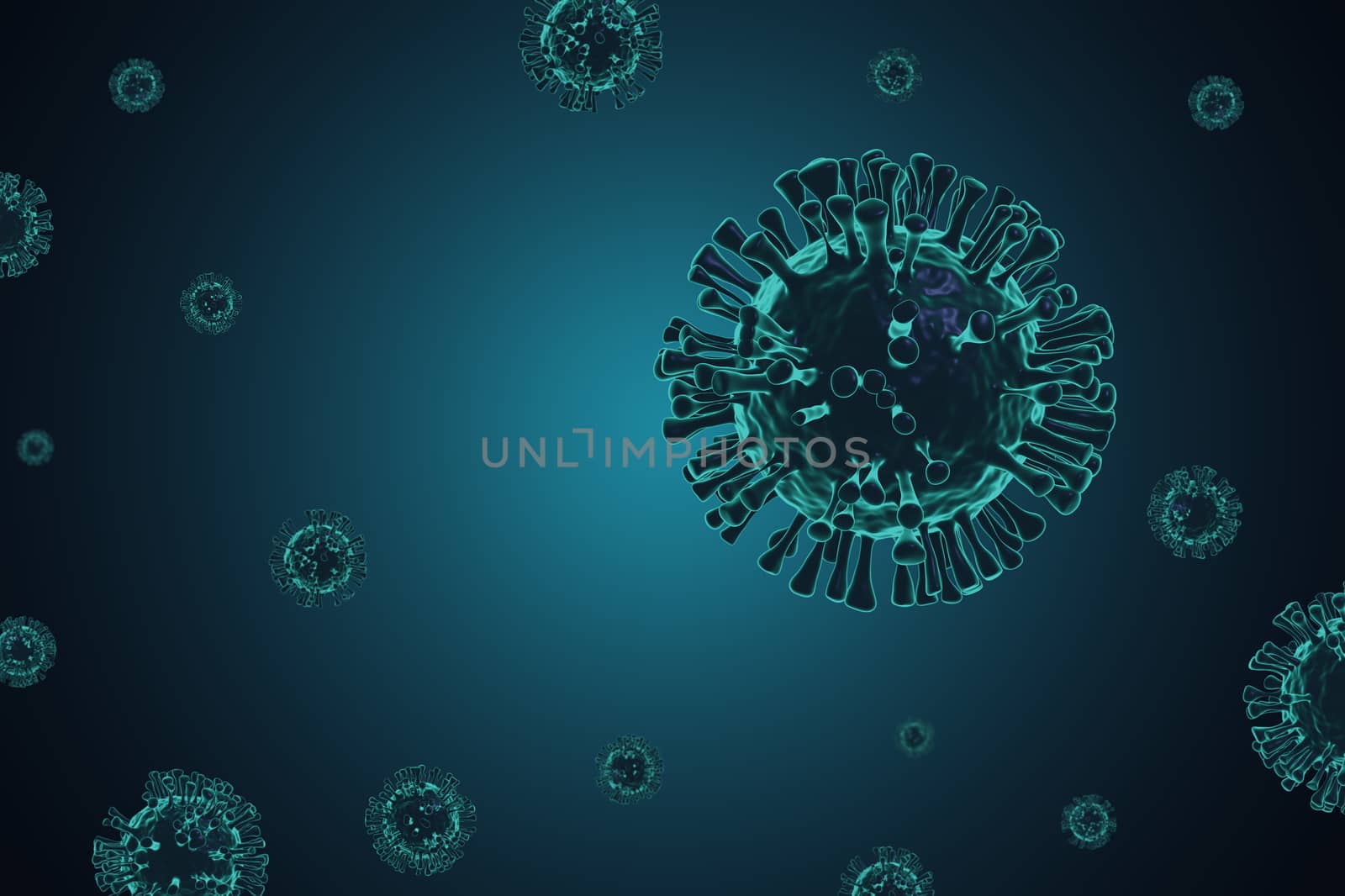 Covid-19, coronavirus, 3D virus render on background. by gutarphotoghaphy