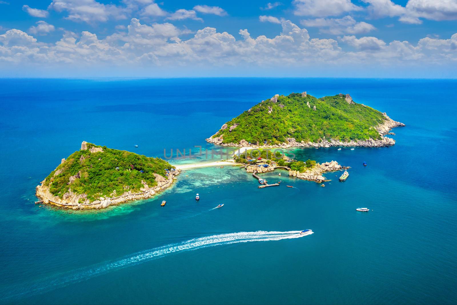Aerial view of Koh NangYuan island in Surat Thani, Thailand. by gutarphotoghaphy