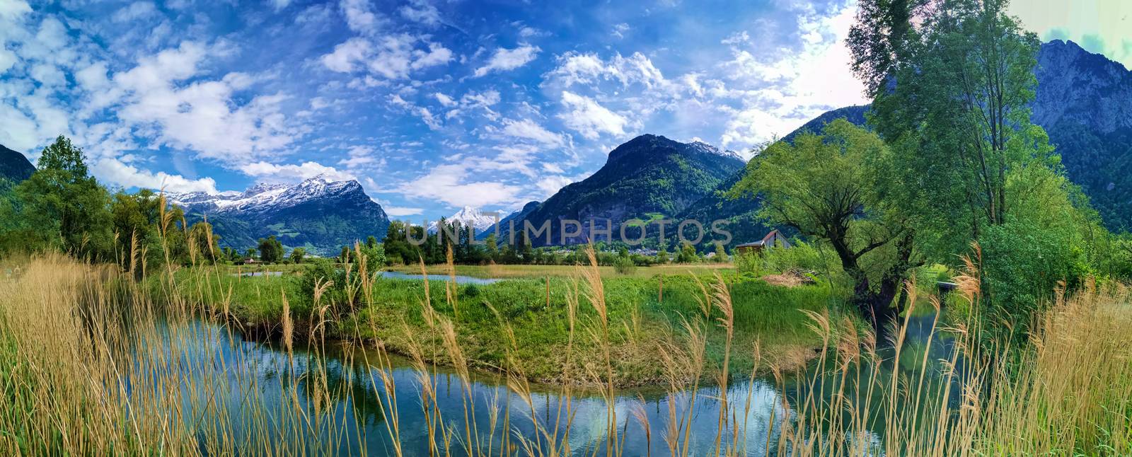 Panorama in canton Uri, Switzerland with swiss Alps and clouds by PeterHofstetter