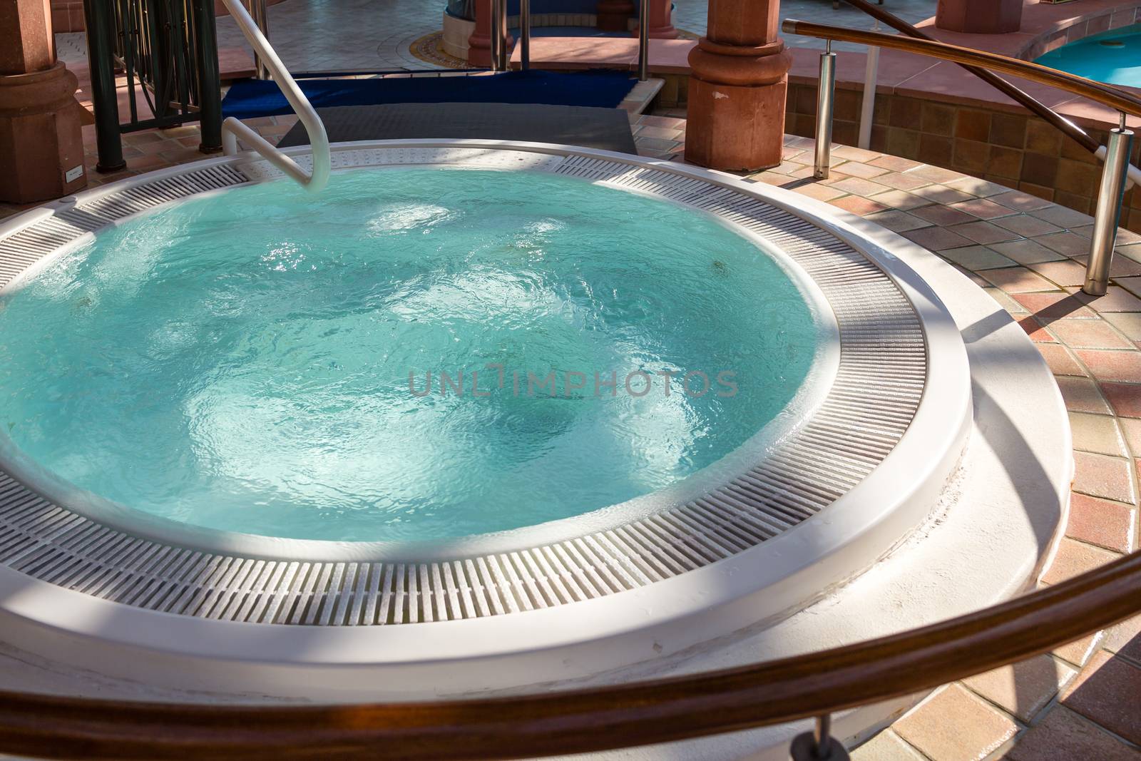 A modern hot tub in a luxury patio or spa