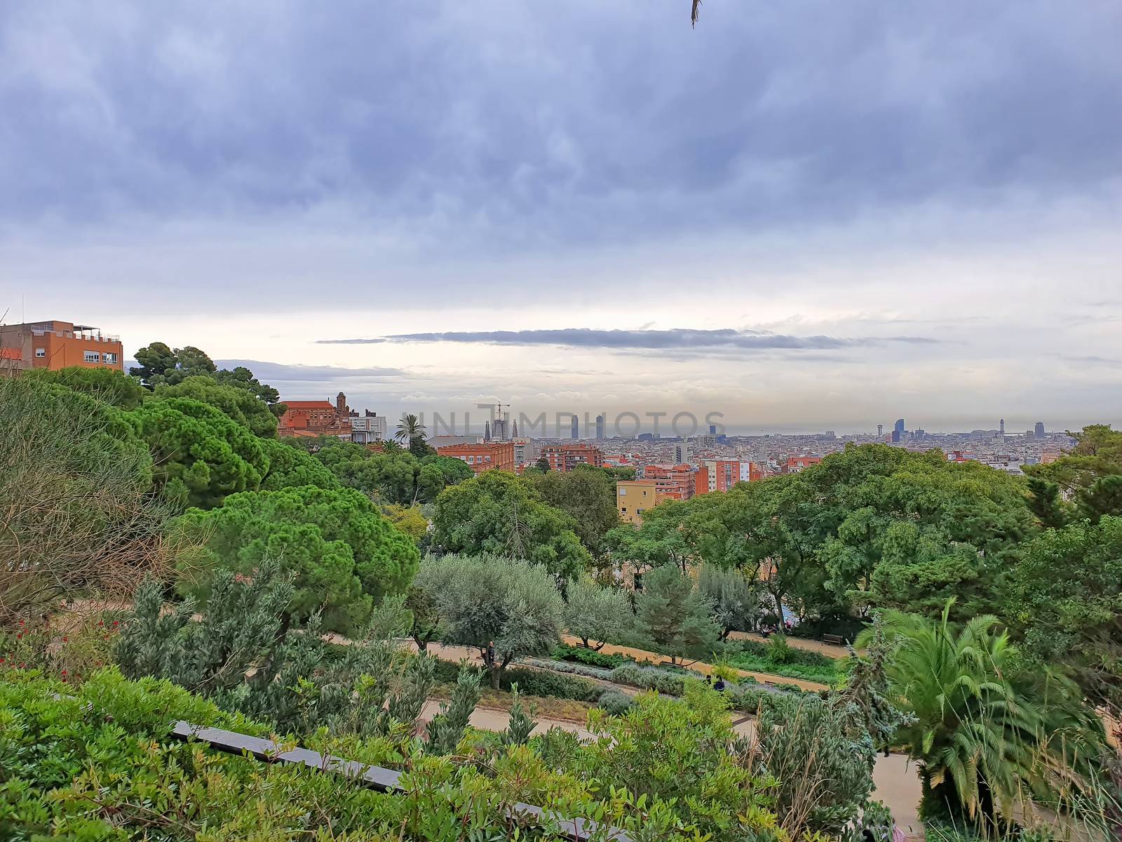 Park Guell and Barcelona skyline by savcoco