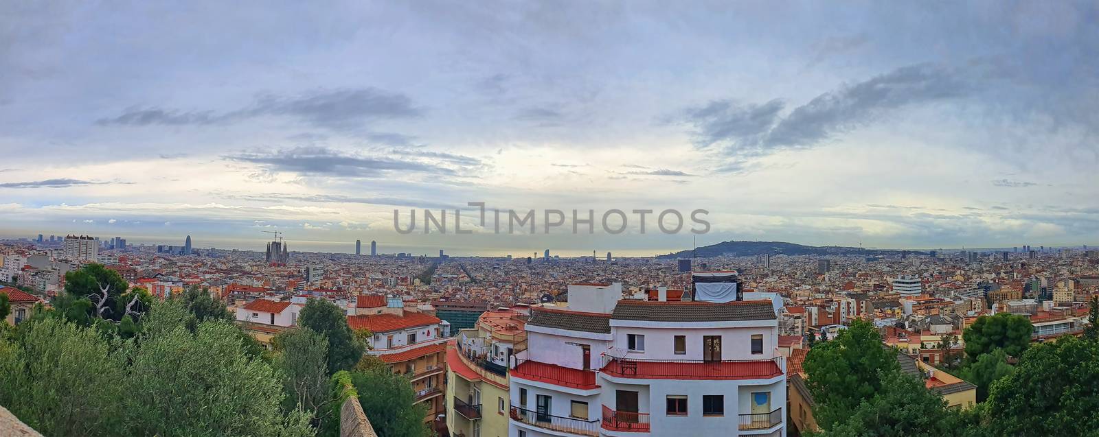Cityscape of Barcelona from Guell viewpoint by savcoco