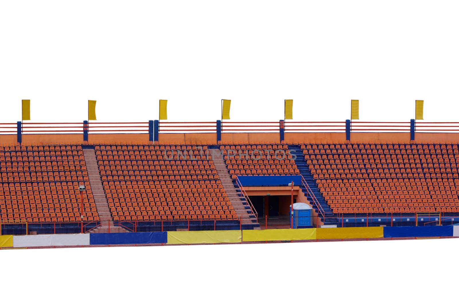 Sport arena empty seats isolated over white