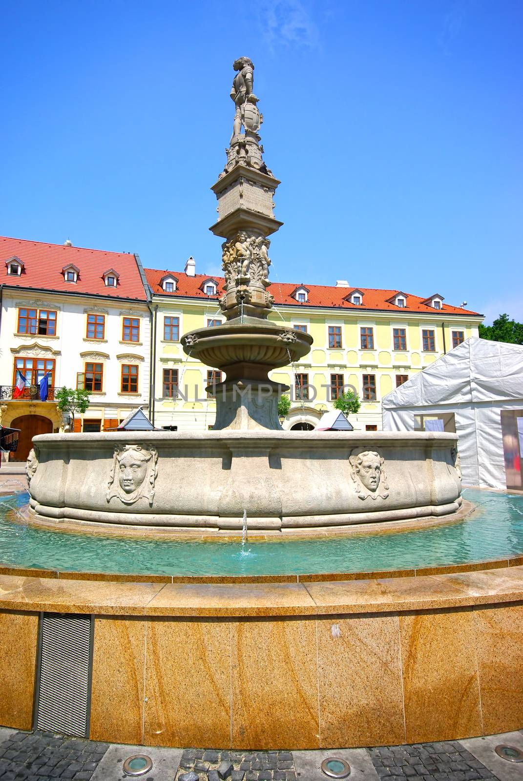 City square fountain in Bratislava by savcoco