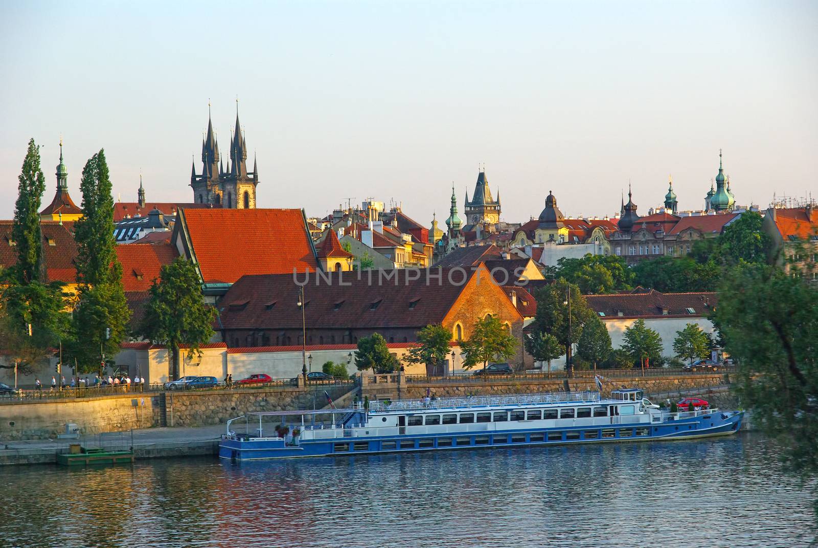 Prague skyline and Vltava river by savcoco