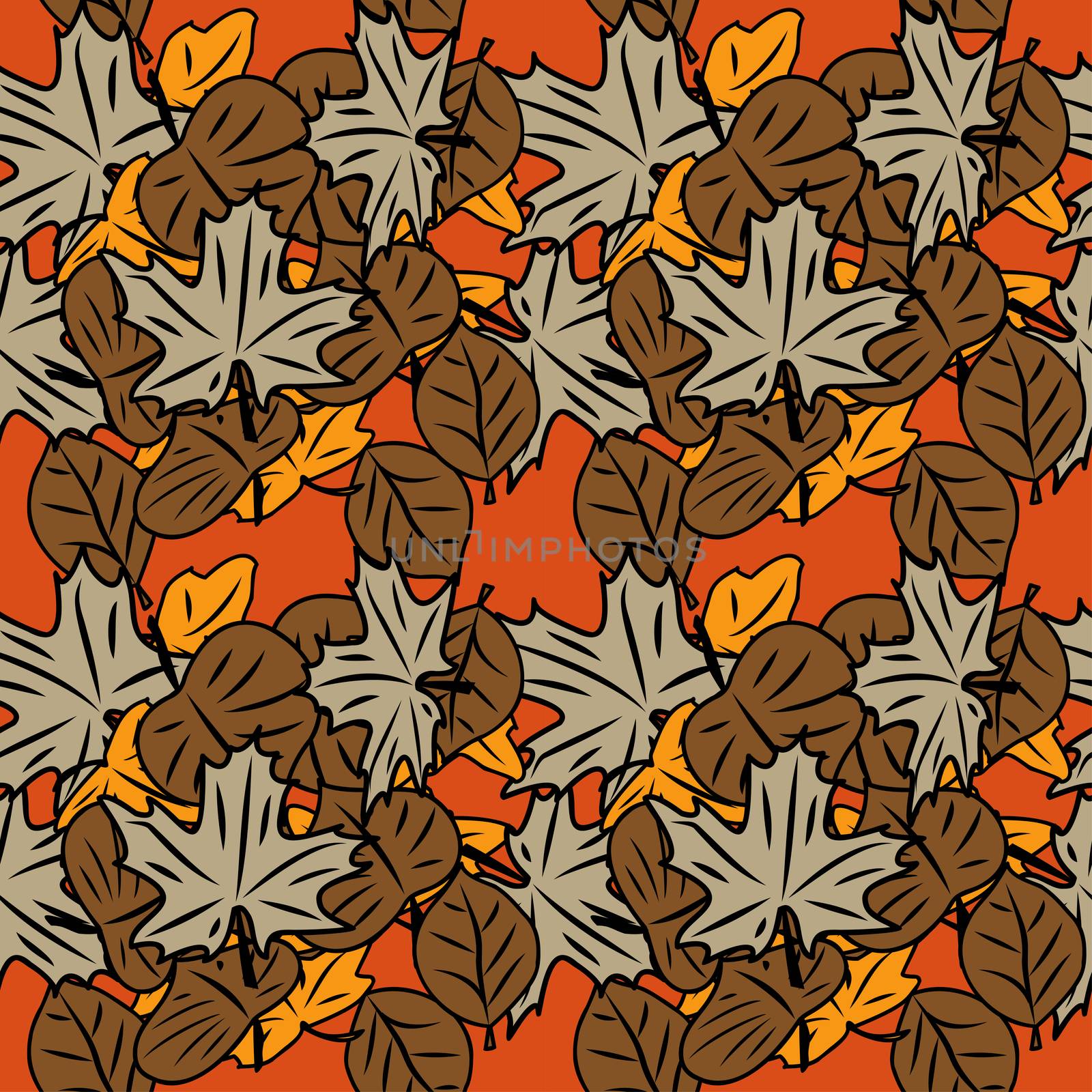 Magic seamless pattern with abstract flowers and feathers.