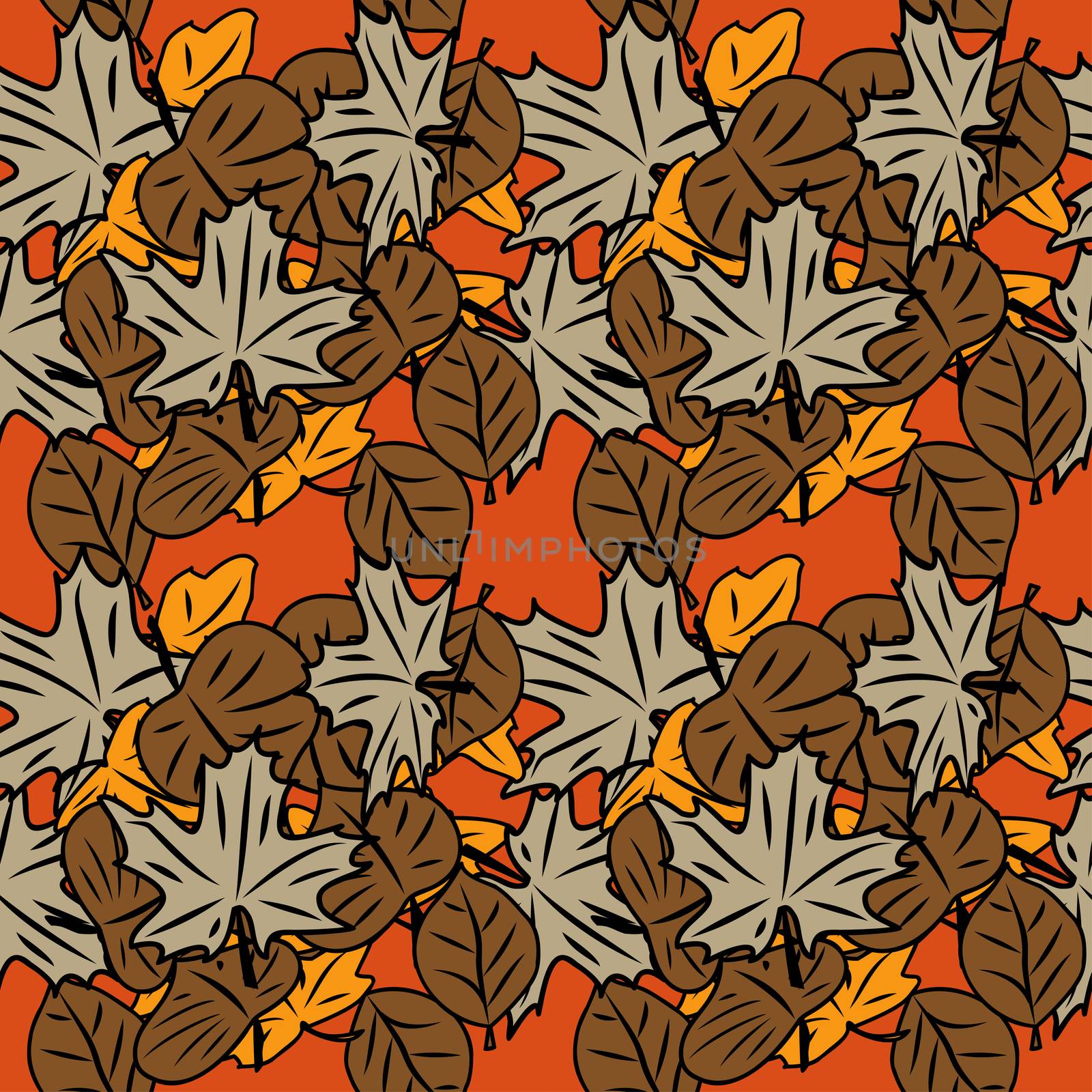 Magic seamless pattern with abstract flowers and feathers.
