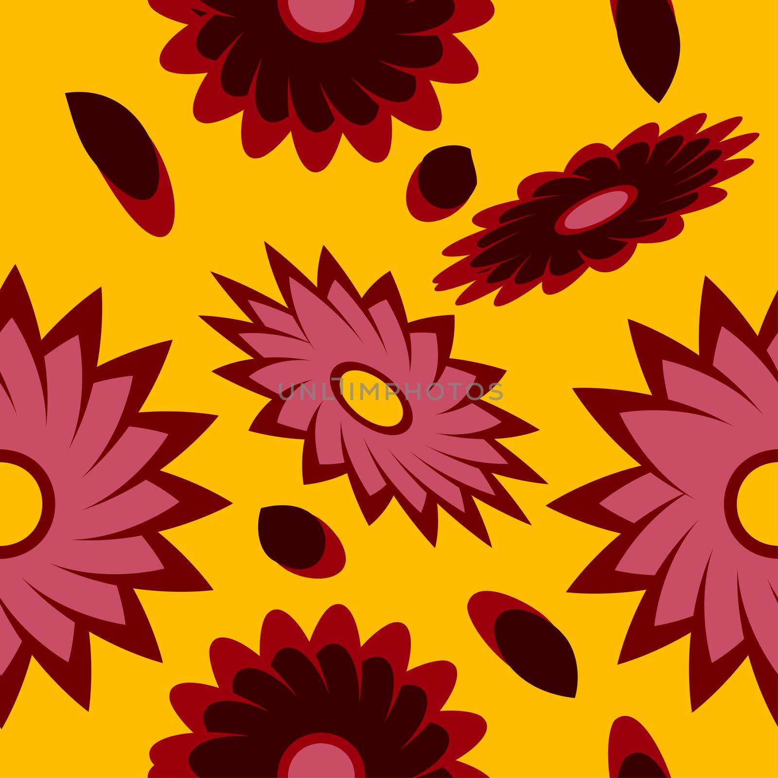 seamless pattern with leaves and flowers doodling style by eskimos