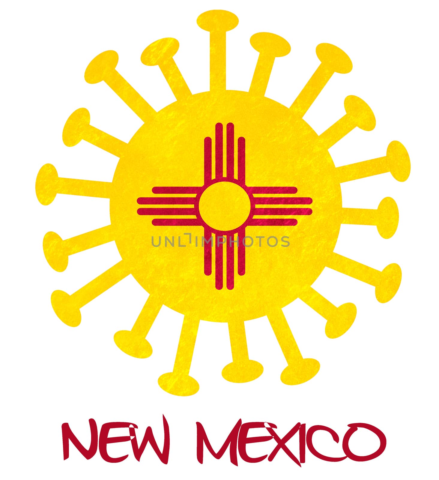 State flag of New Mexico with corona virus or bacteria by michaklootwijk