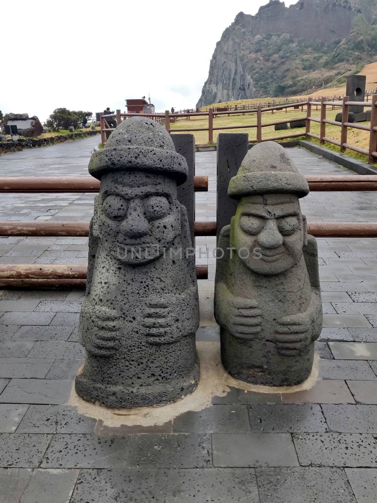 Dol hareubang grandfather statue at Seongsan Ilchulbong, Jeju Island, South Korea