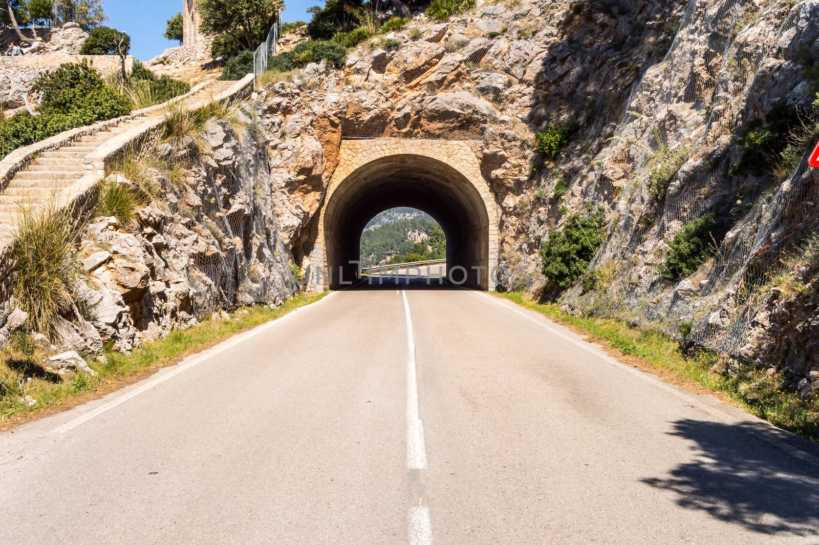Amazing view of the mountain road tunnel. Majorca, Spain,  by Philou1000