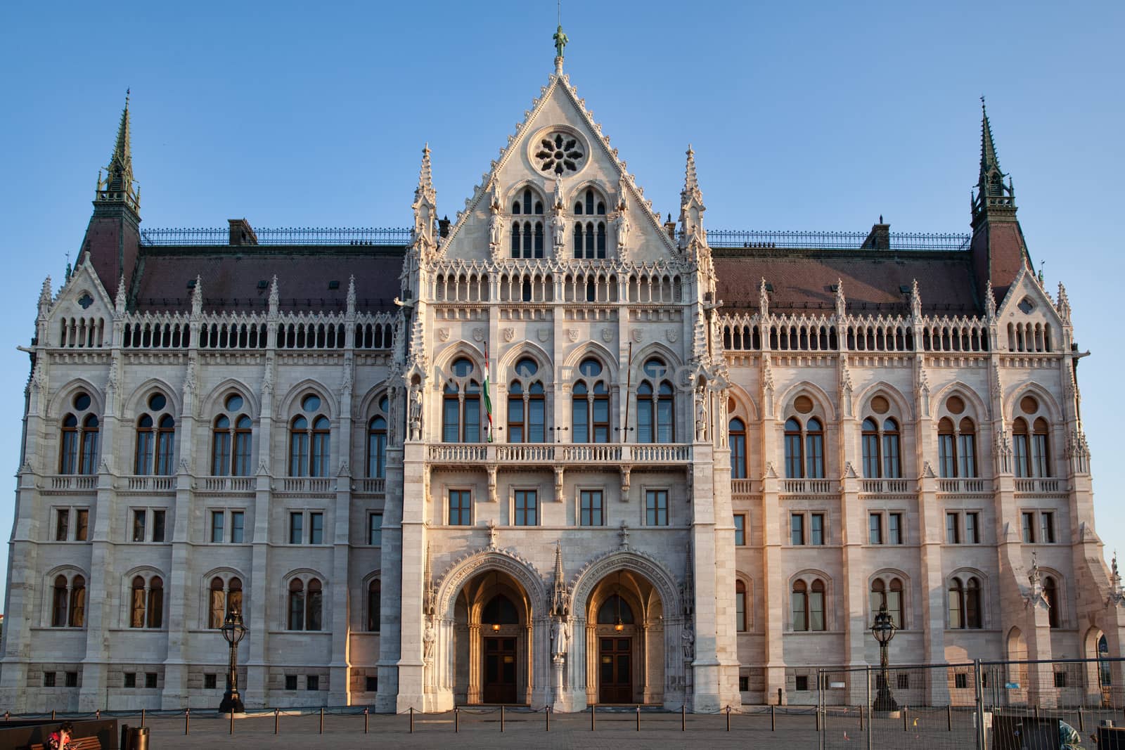 Budapest, Hungary - 4 May 2017: Hungarian Parliament Visitor Centre entrance