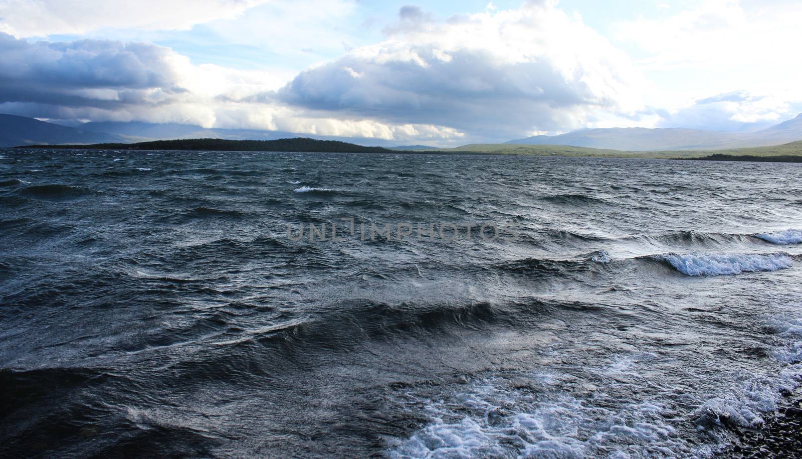 Close up of Tornetrask large lake, Abisko national park, northern Sweden