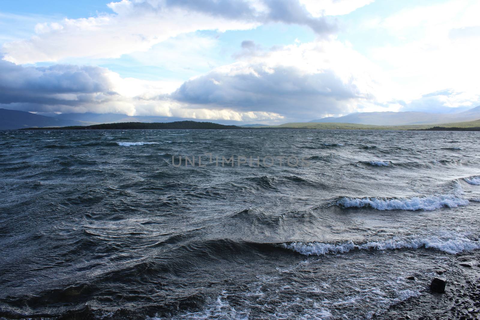 Close up of Tornetrask large lake, Abisko national park, northern Sweden