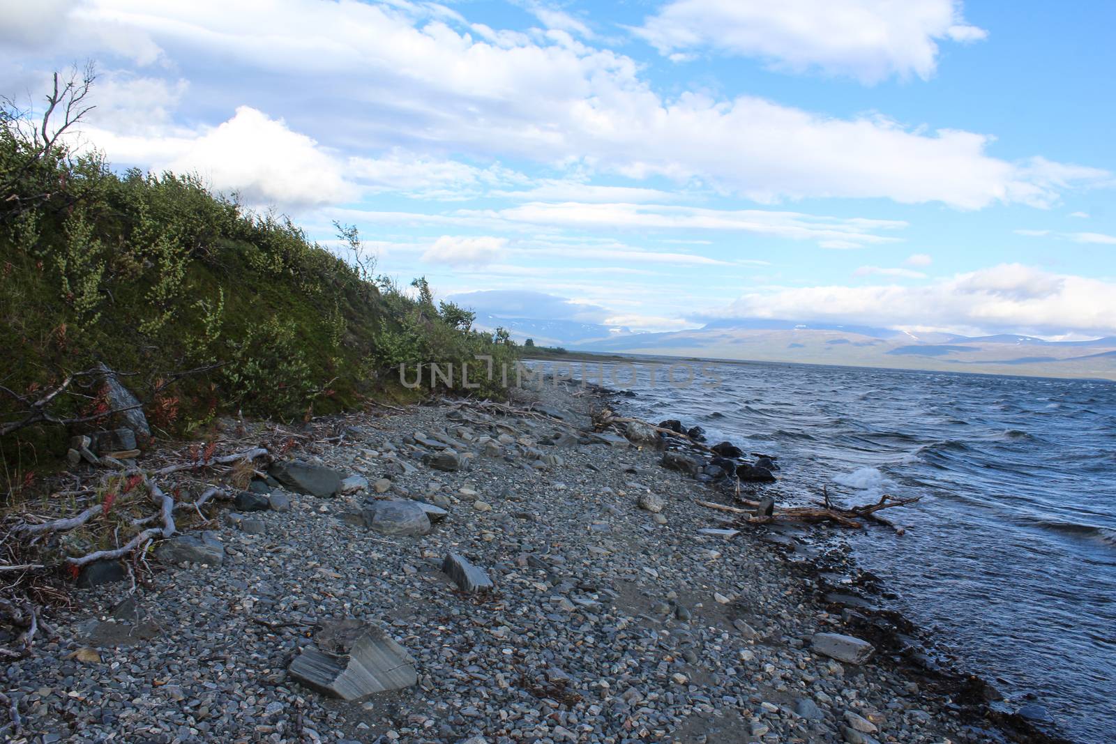 Close up of Tornetrask large lake, Abisko national park, northern Sweden