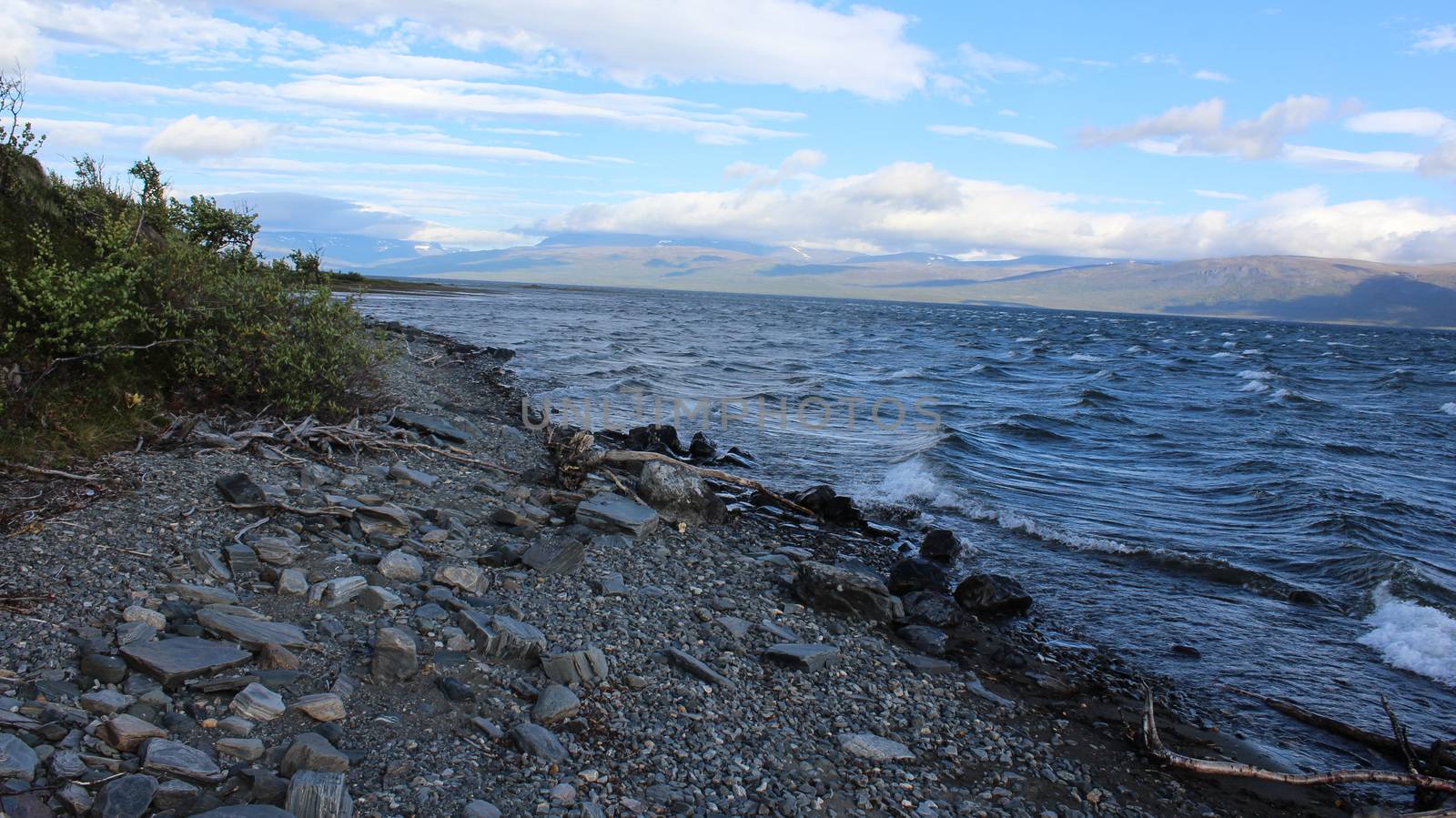 Close up of Tornetrask large lake, Abisko national park, northern Sweden