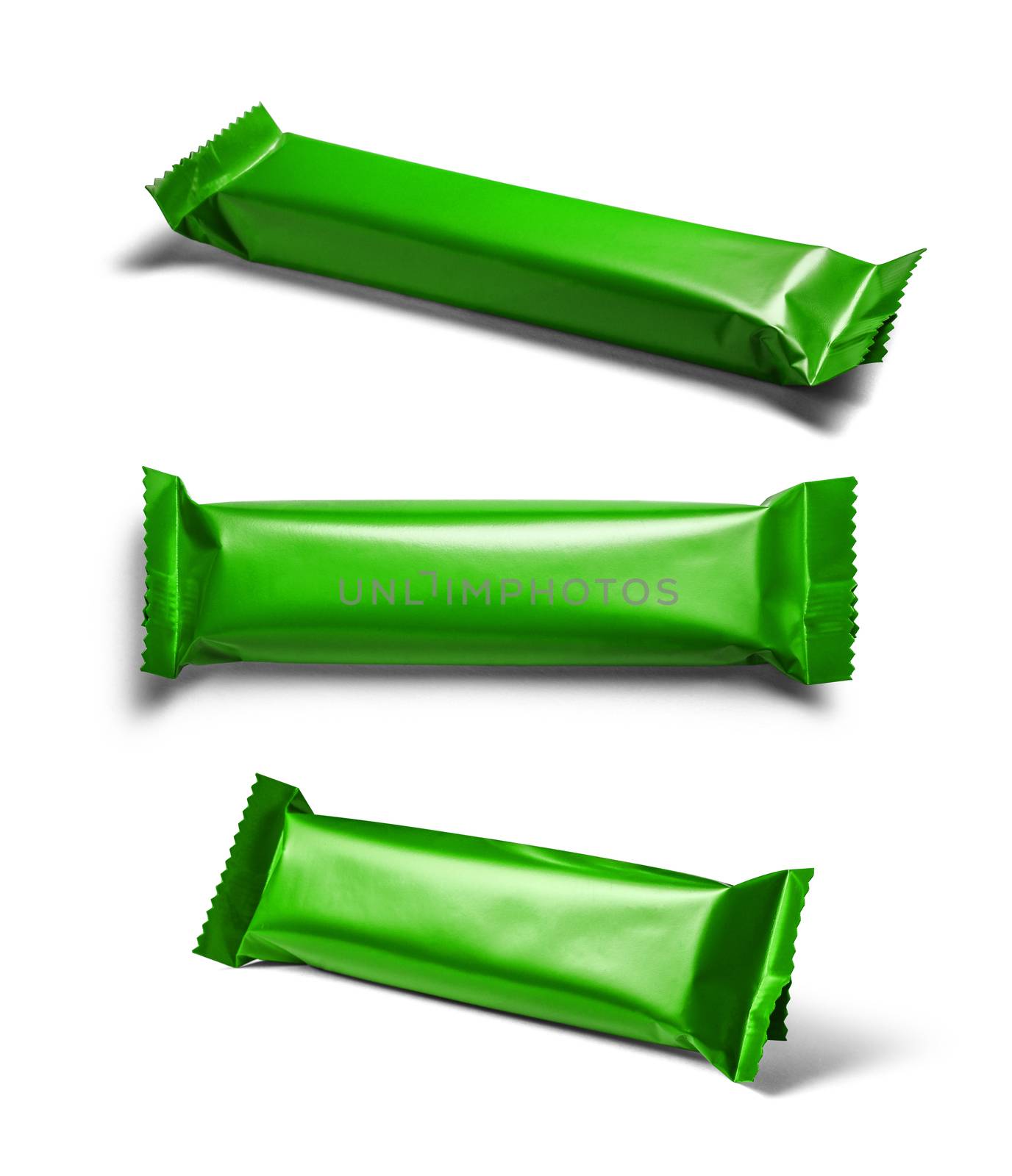 Green packaging template for your design. In different angles on a white background.