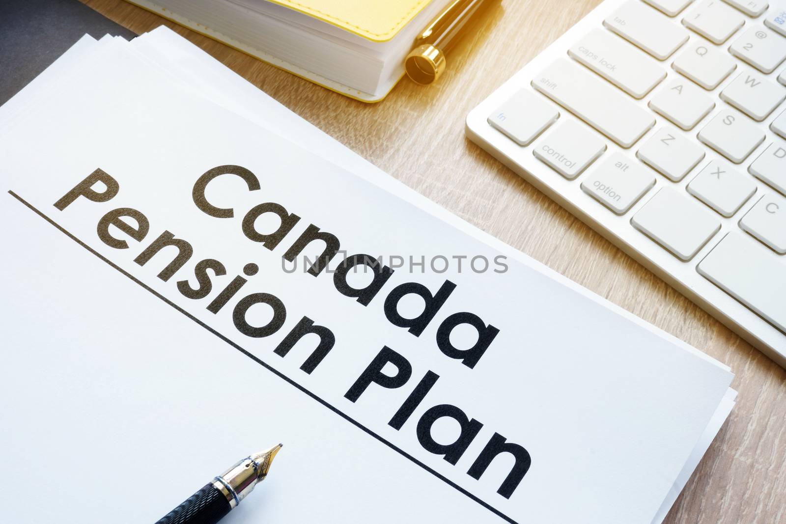 Canada Pension Plan (CPP) on a office desk.