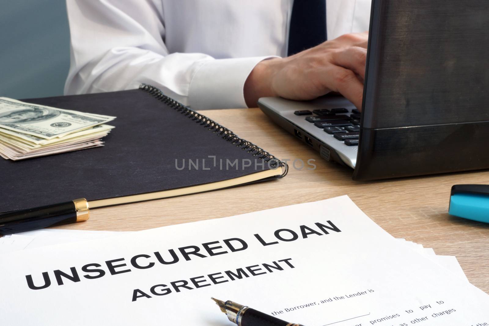 Unsecured loan form in the office.