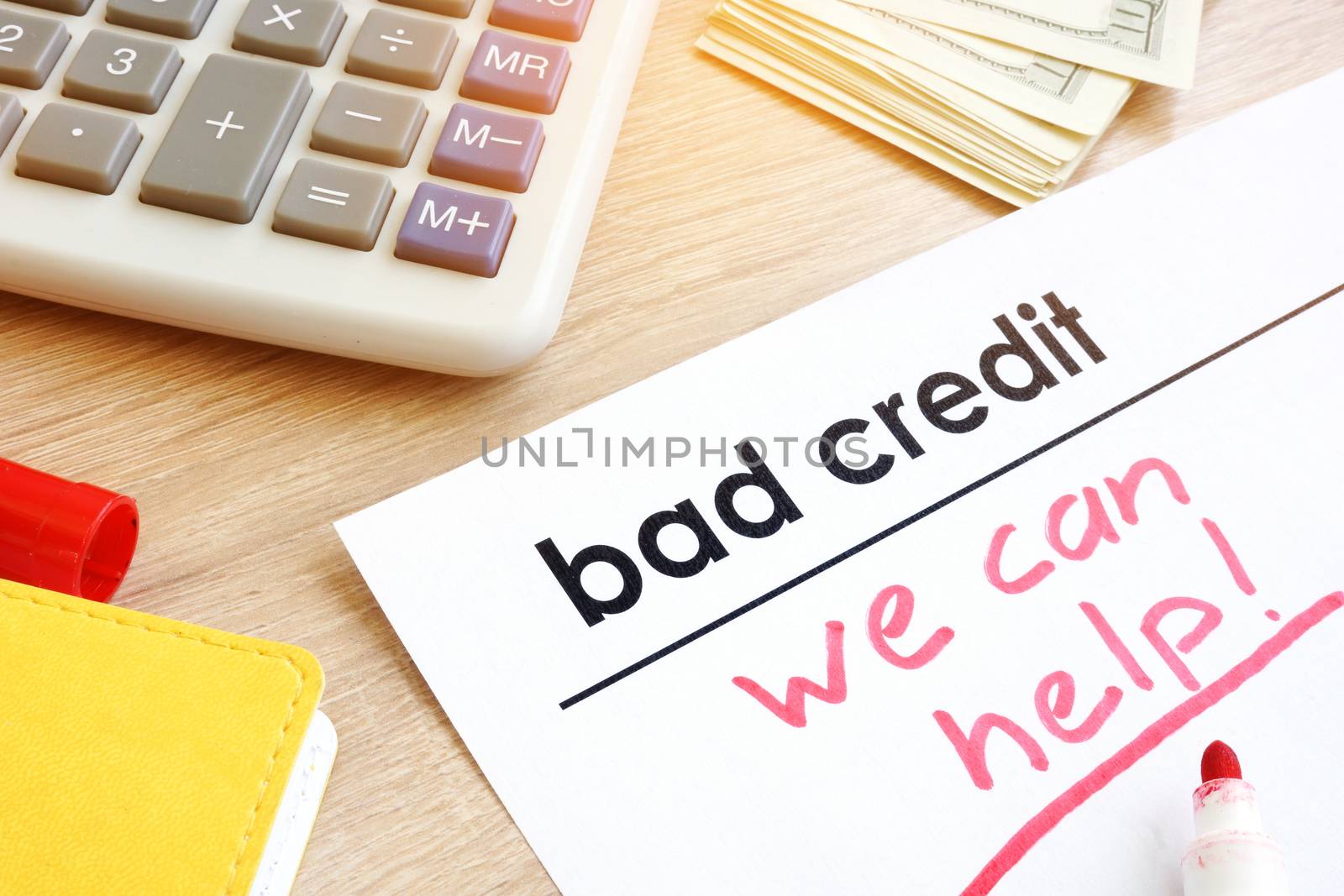 Document bad credit with sign we can help. by designer491