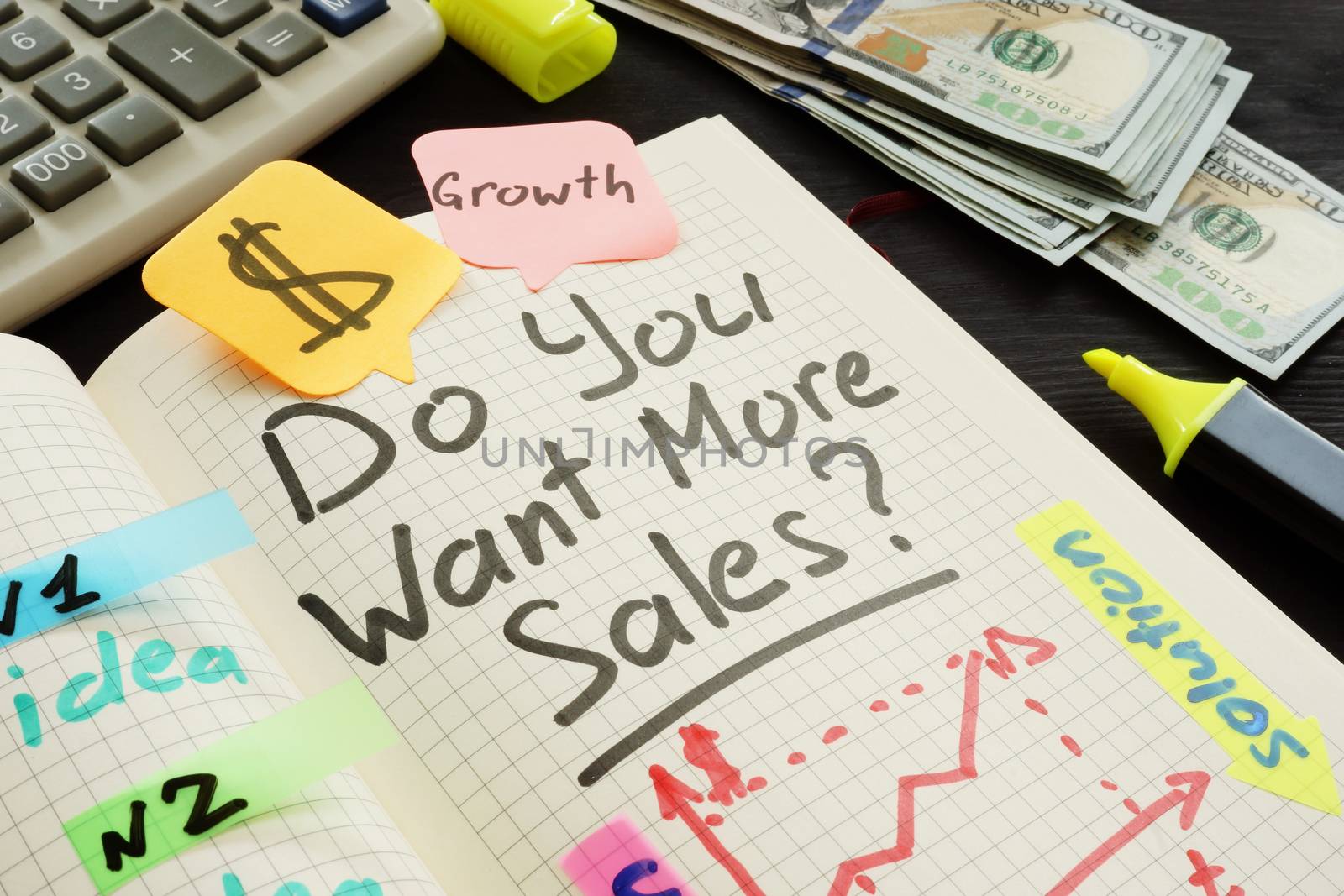 Do you want more sales handwritten in a note.