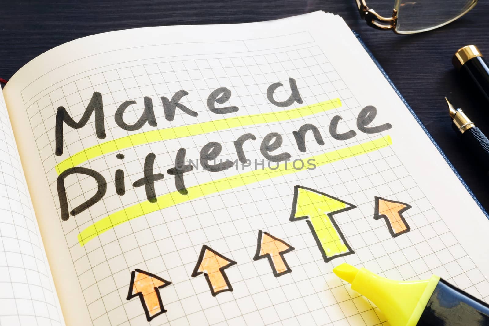 Make a difference handwritten in notepad.