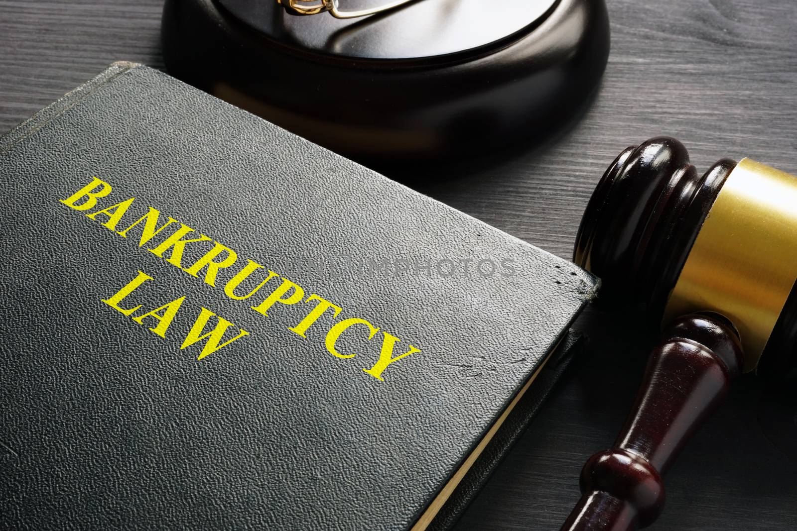 Bankruptcy law and gavel in a court.