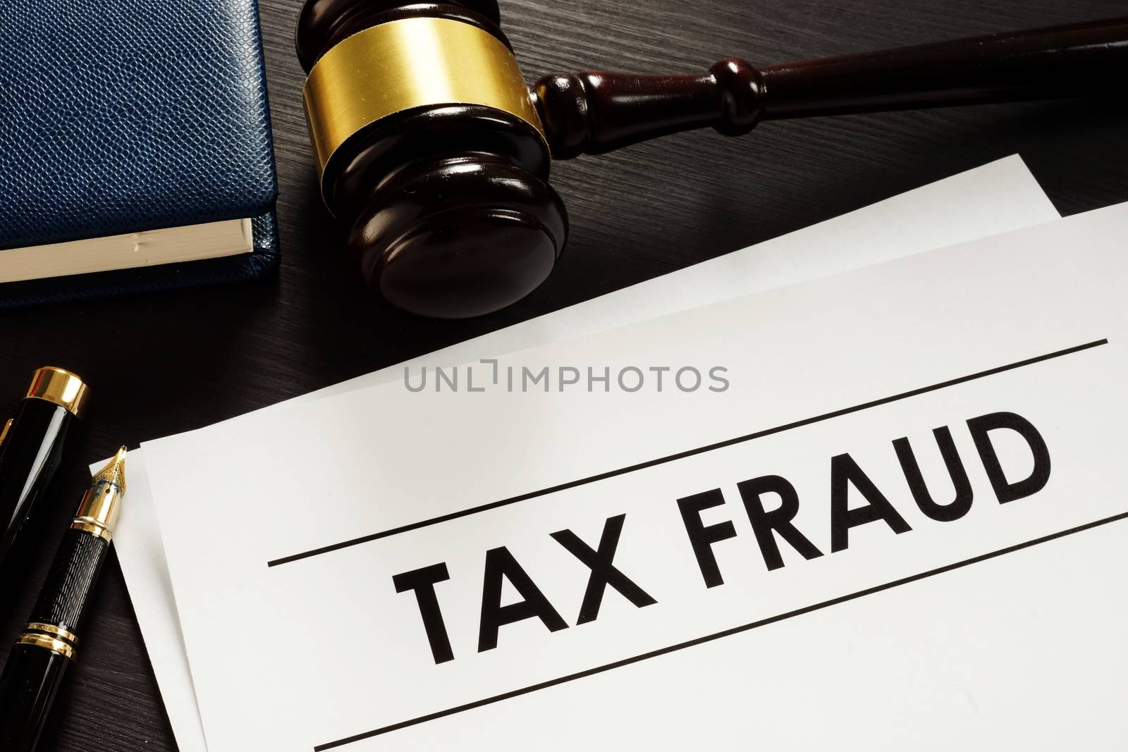 Documents about tax fraud in a court.