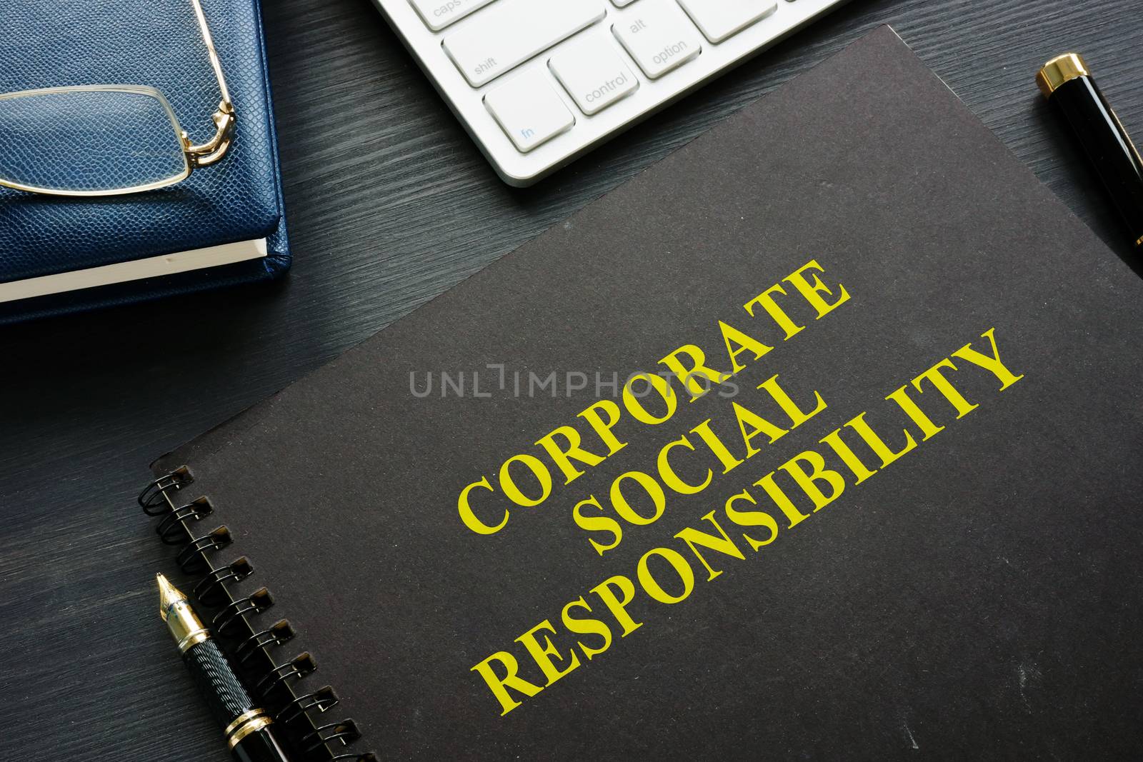 Book about Corporate social responsibility in the office.