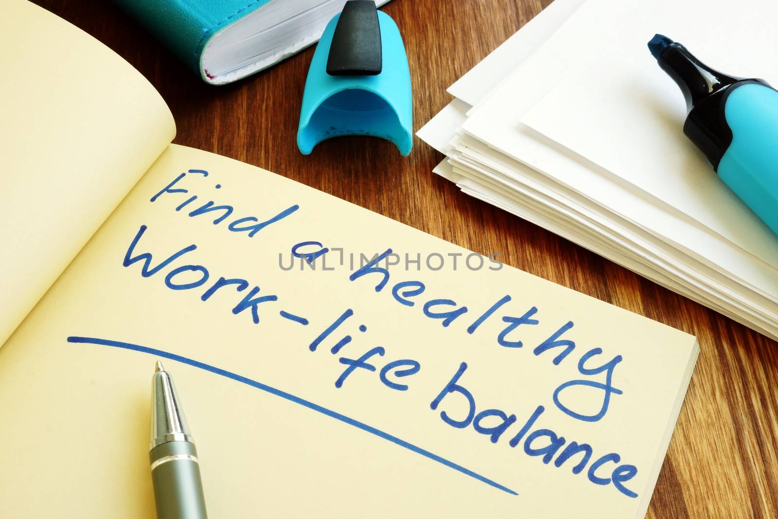 Find a healthy work-life balance motivation sign.