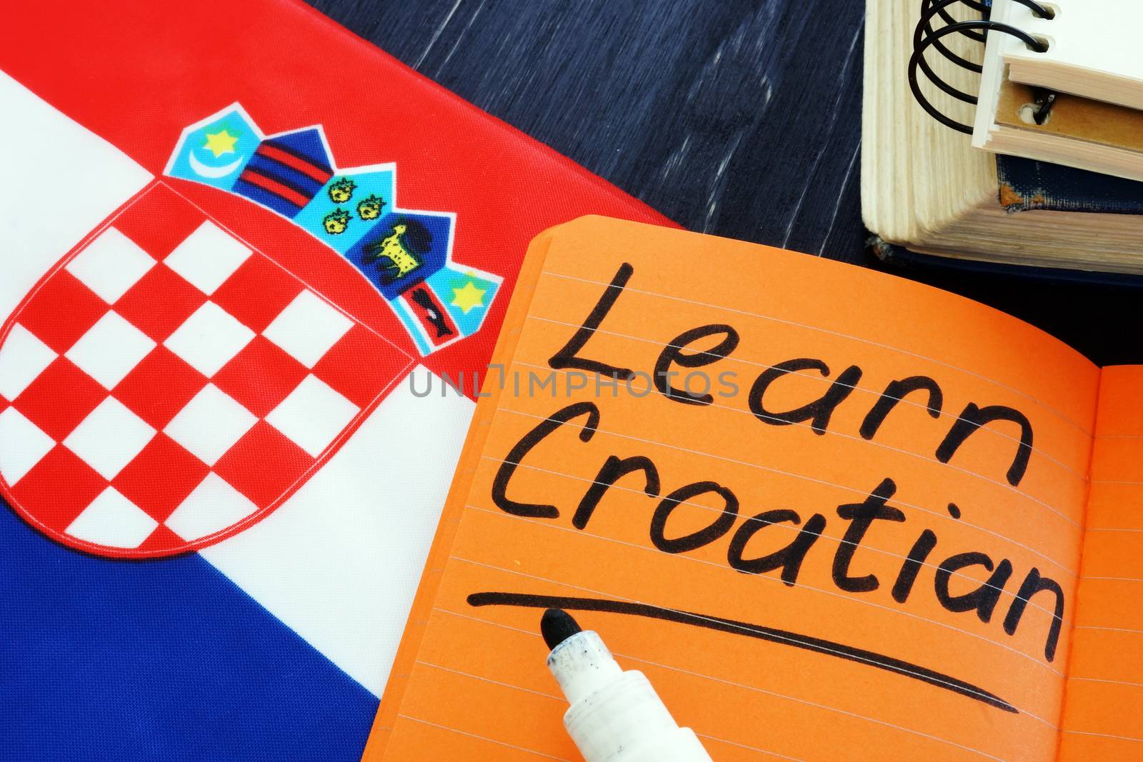 Learn Croatian language sign and flag. by designer491