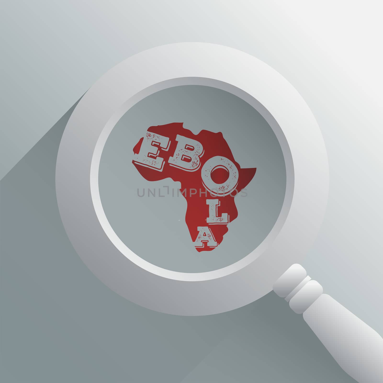 Digitally generated Ebola under the magnifying glass vector