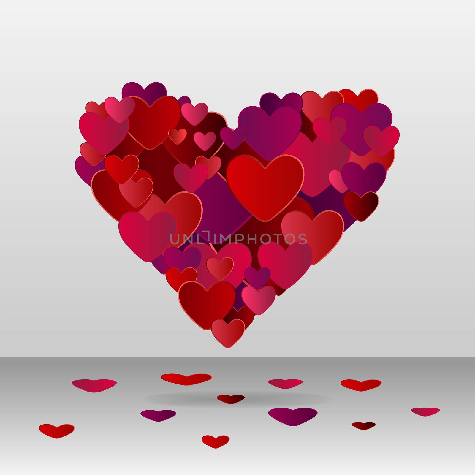 Digitally generated Heart made of more hearts vector