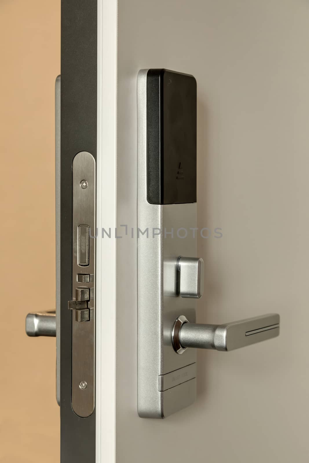 the front door with a door handle by sveter