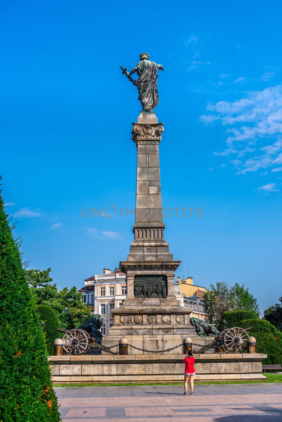 Ruse, Bulgaria - 07.26.2019. Freedom Monument in the city of Ruse, Bulgaria, on a sunny summer day