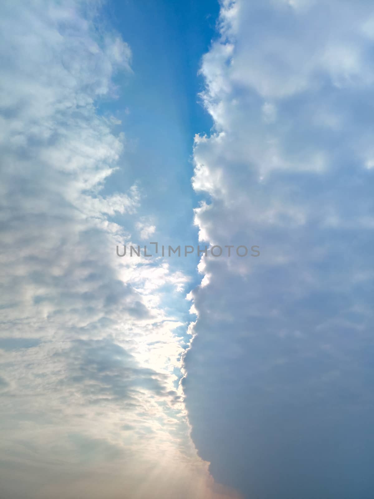 The boundary of atmospheric fronts. The sharp boundary of the clouds in the sky.