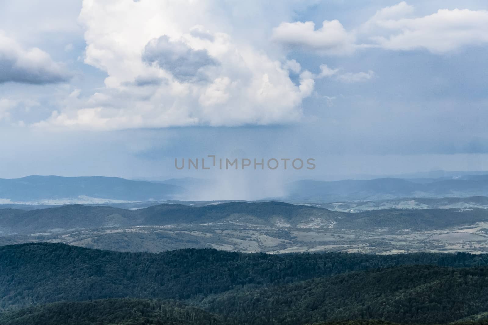 Road from Widelki to Tarnica through Bukowe Berdo in the Bieszczady Mountains in Poland