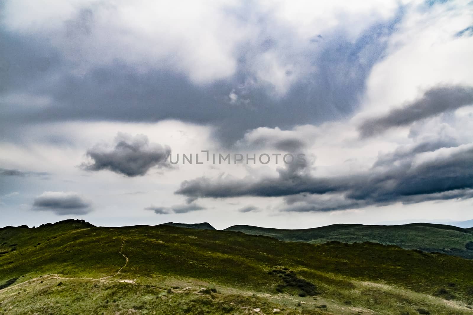 Road from Widelki to Tarnica through Bukowe Berdo in the Bieszczady Mountains in Poland