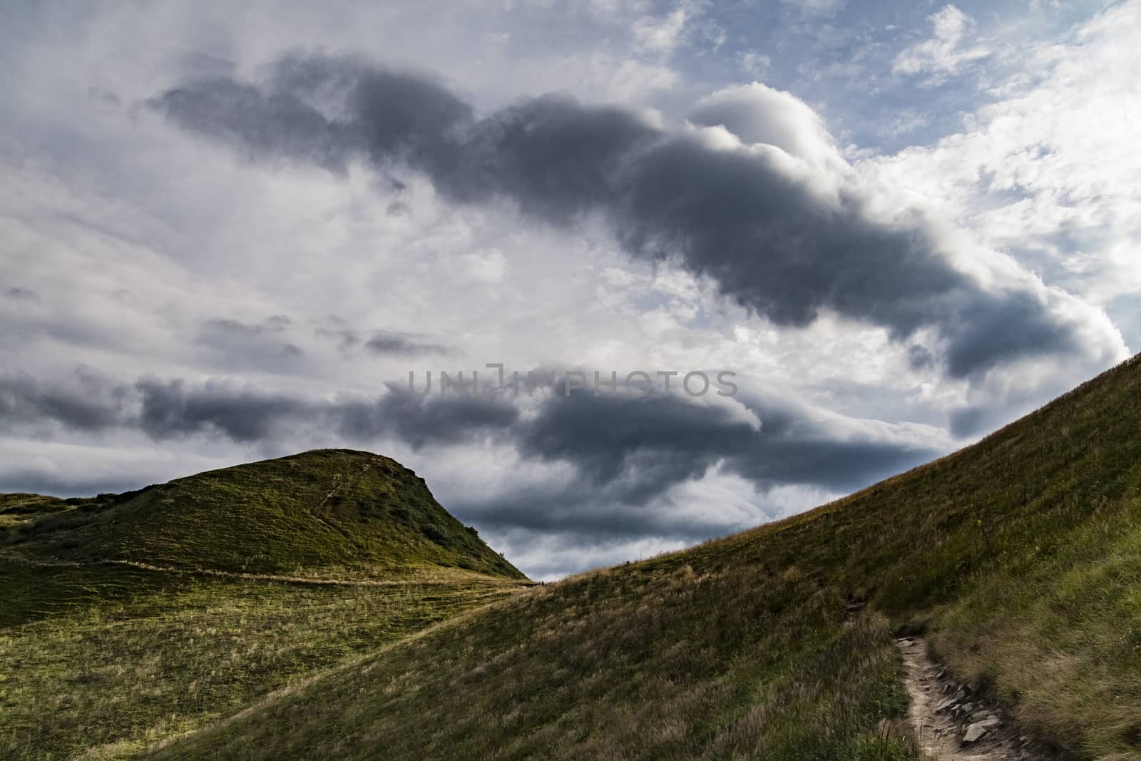 Road from Widelki to Tarnica through Bukowe Berdo in the Bieszczady Mountains in Poland