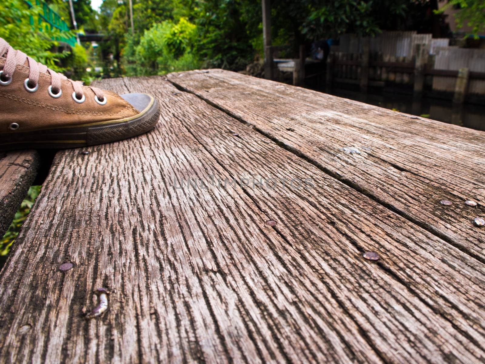 Hardwood floor texture and patterns of canal terrace by Satakorn