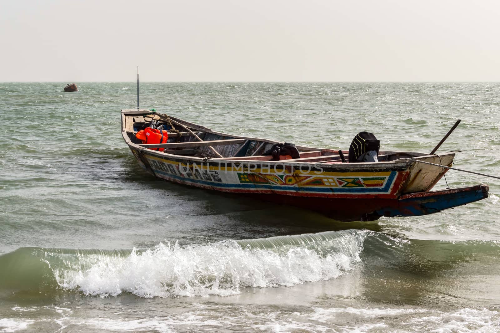 Colorful fishing boat in Banjul, capital of The Gambia, West Africa